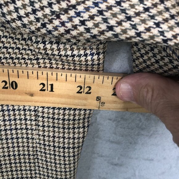 Eddie Bauer Blazer Men’s 46 Tall Brown Burgundy Houndstooth Silk Wool Jacket - Picture 7 of 16